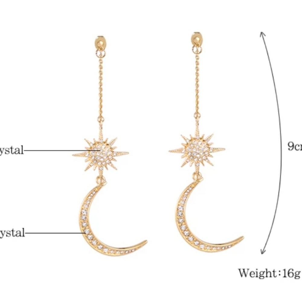 NEW VARESE Trendy Moon and Sun Gold Earrings - Picture 3 of 5